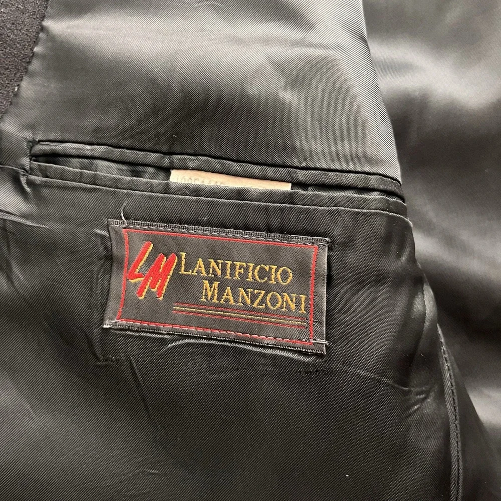 Lanificio Manzoni Suit Jacket Wool Men's 44  Blk Blazer sport coat Three-Button